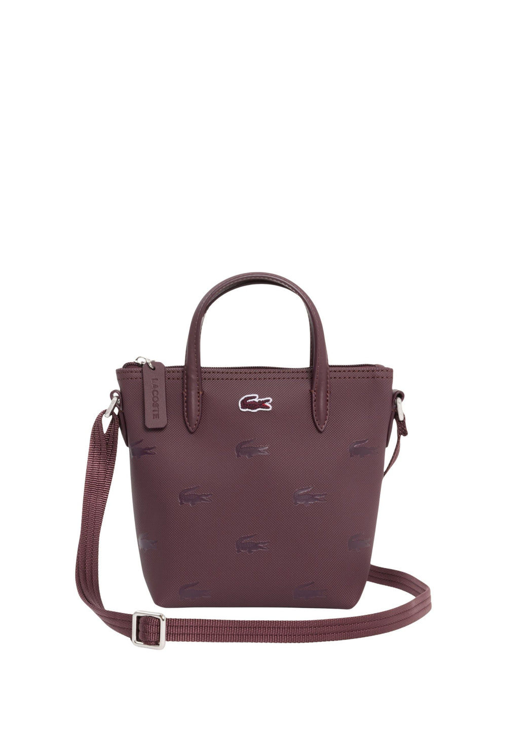 Bordeaux - LACOSTE Mini sac cabas zippé imprimé crocodiles