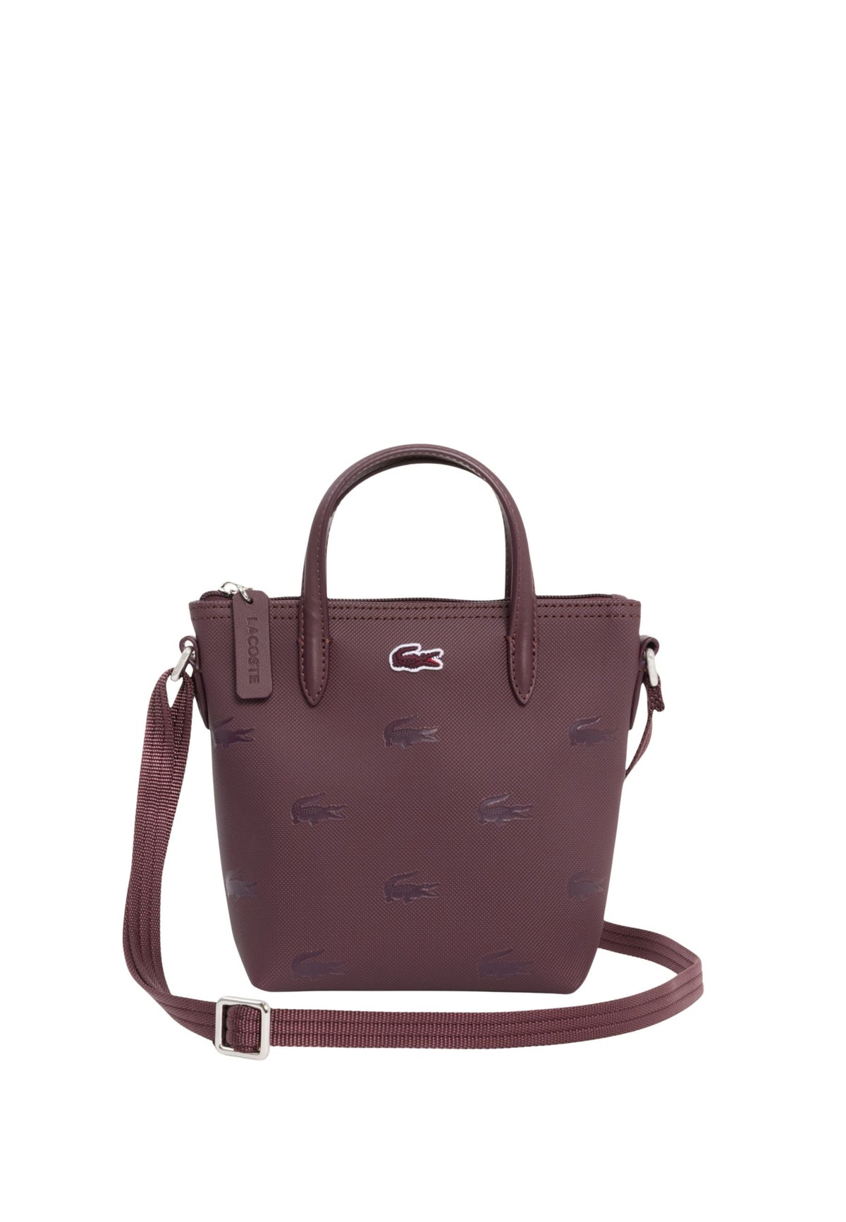 Bordeaux - LACOSTE Mini sac cabas zippé imprimé crocodiles