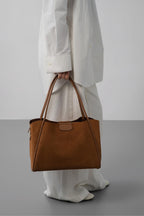 Moka - LANCASTER Grand sac cabas épaule Suède Ida