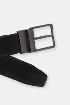 Noir / gunmetal mat - CALVIN KLEIN Ceinture 35 mm boucle carrée cuir lisse