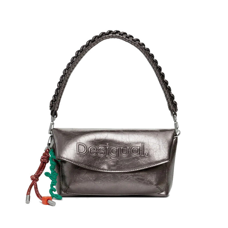 DESIGUAL Sac à rabat logo 3D métallisé moyen