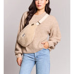 Teddy beige - Grand sac banane L Sasha