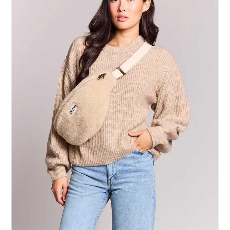 Teddy beige - Grand sac banane L Sasha