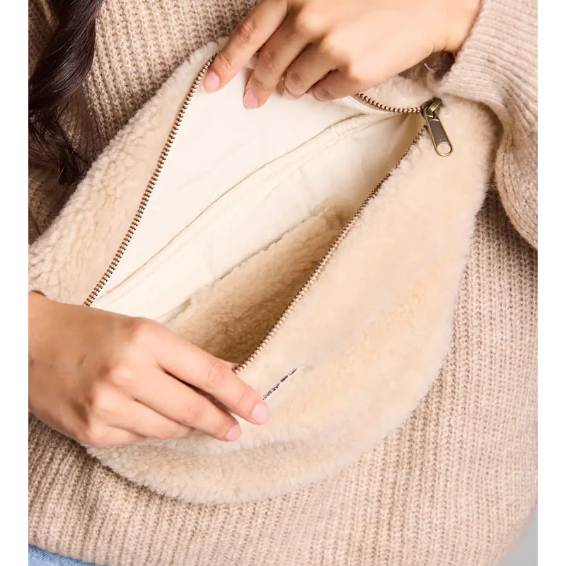 Teddy beige - Grand sac banane L Sasha