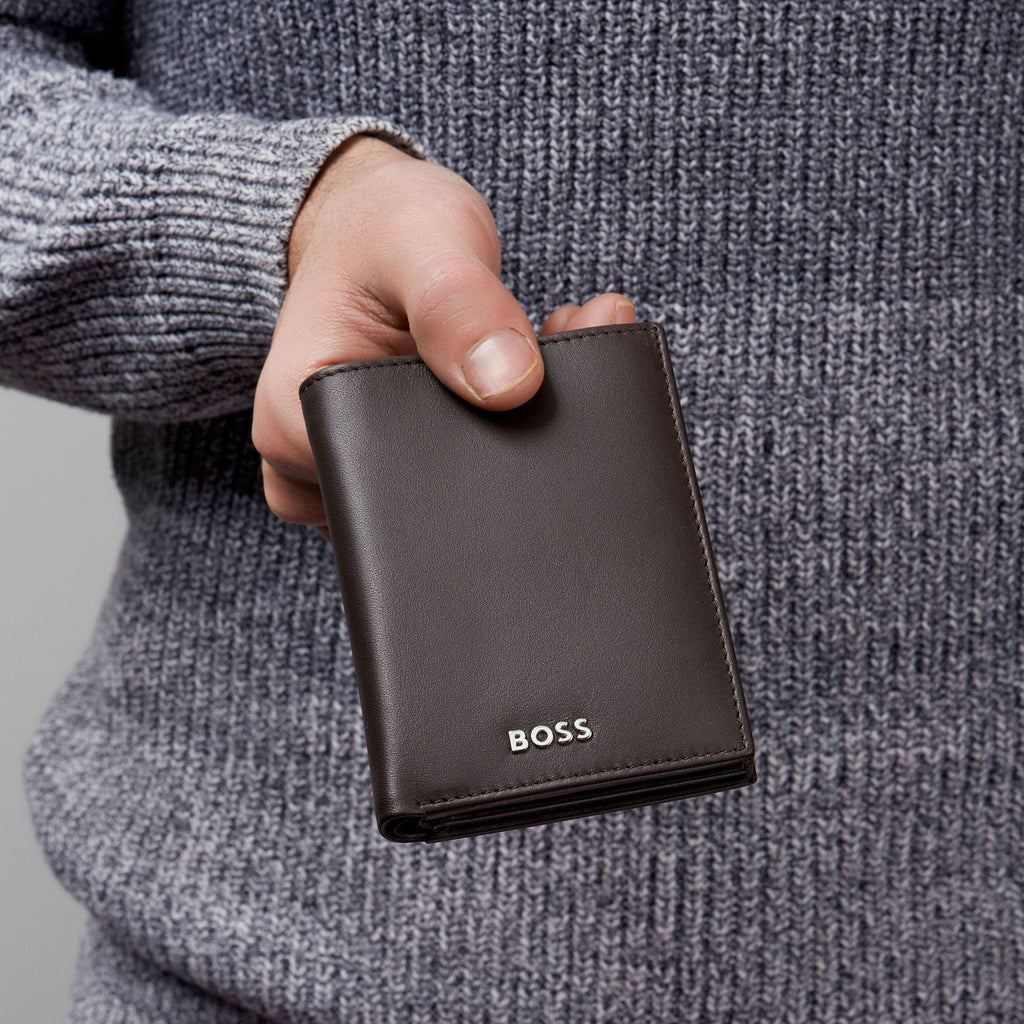 Marron - Hugo Boss Porte-cartes Flap avec porte-monnaie Classic Smooth Marron