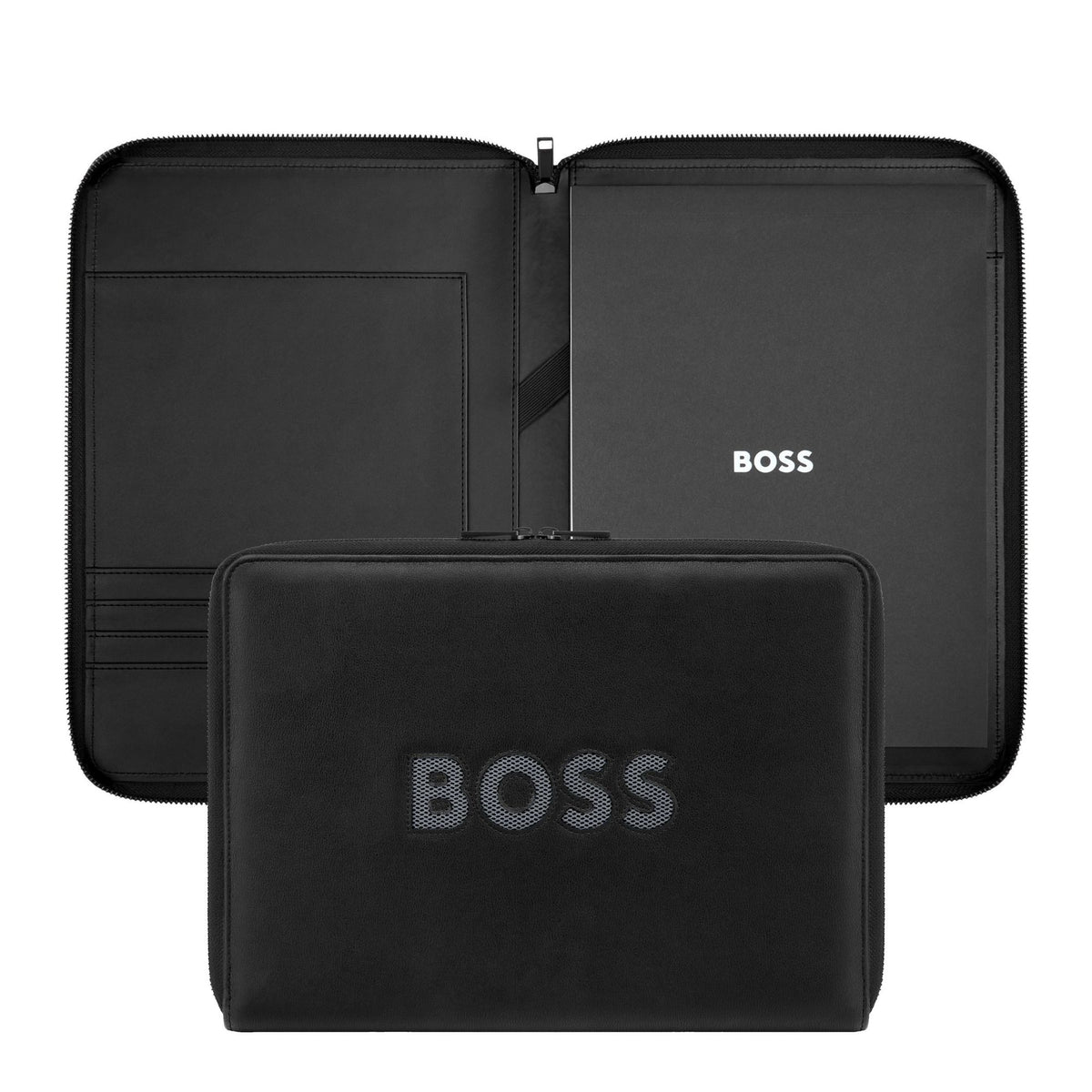 Noir & Gris - Hugo Boss Conférencier A4 zip Boss Cut Out