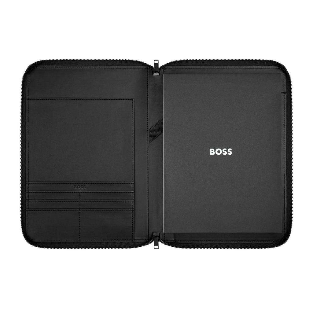 Noir & Gris - Hugo Boss Conférencier A4 zip Boss Cut Out