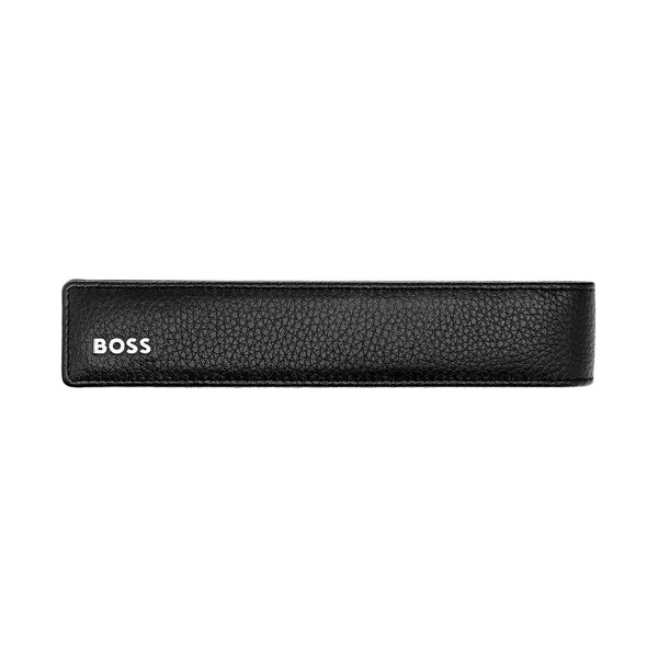 HUGO BOSS Étui à stylo simple, finition grainée noire classique