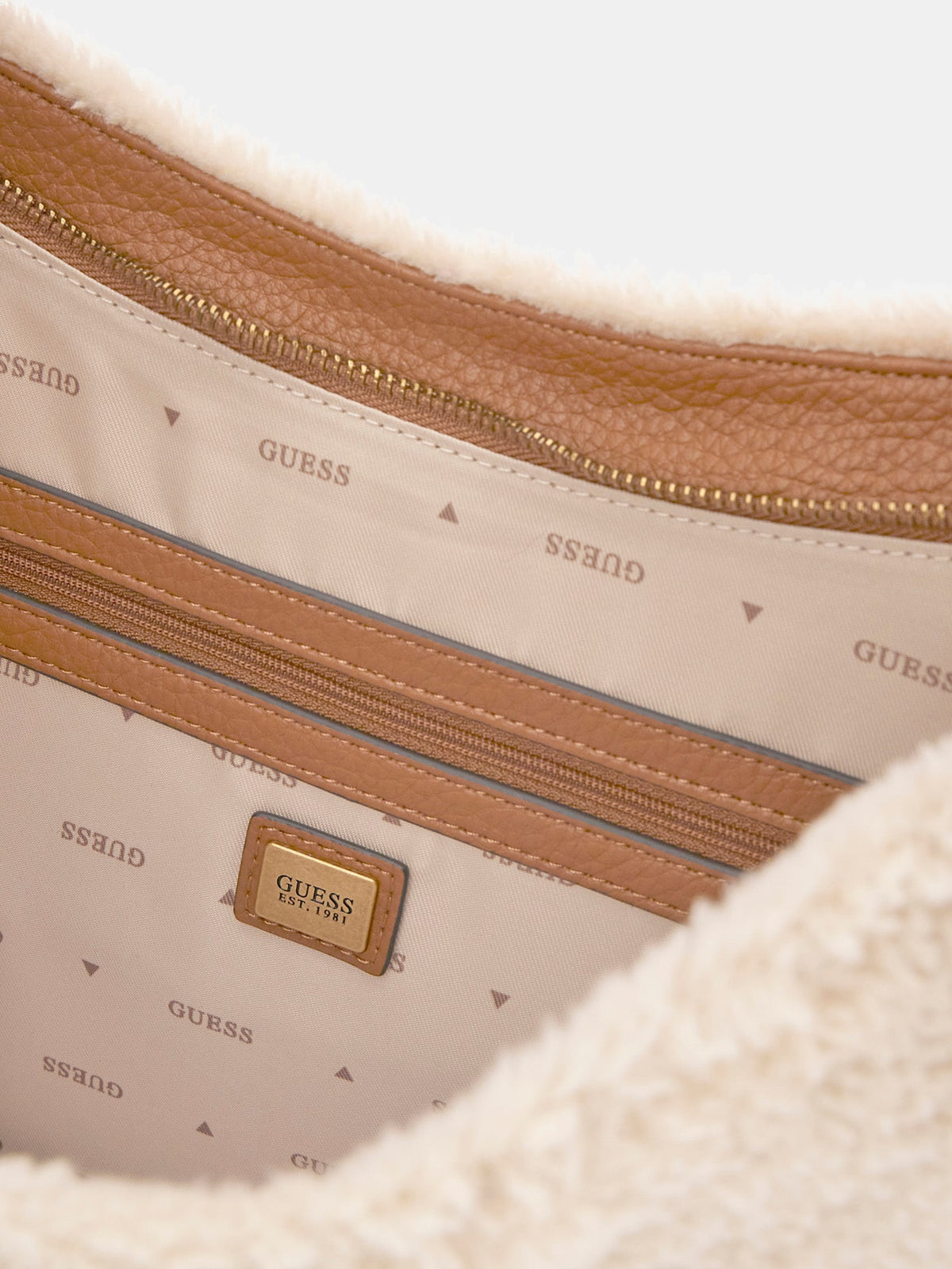 Marron - GUESS Sac à main Camden Shearling
