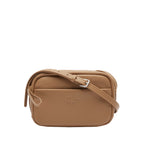 Warm Beige - LACOSTE Sac à bandoulière City Court en cuir grainé