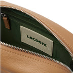 Warm Beige - LACOSTE Sac à bandoulière City Court en cuir grainé