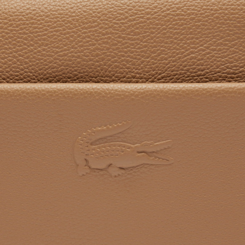 Warm Beige - LACOSTE Sac à bandoulière City Court en cuir grainé