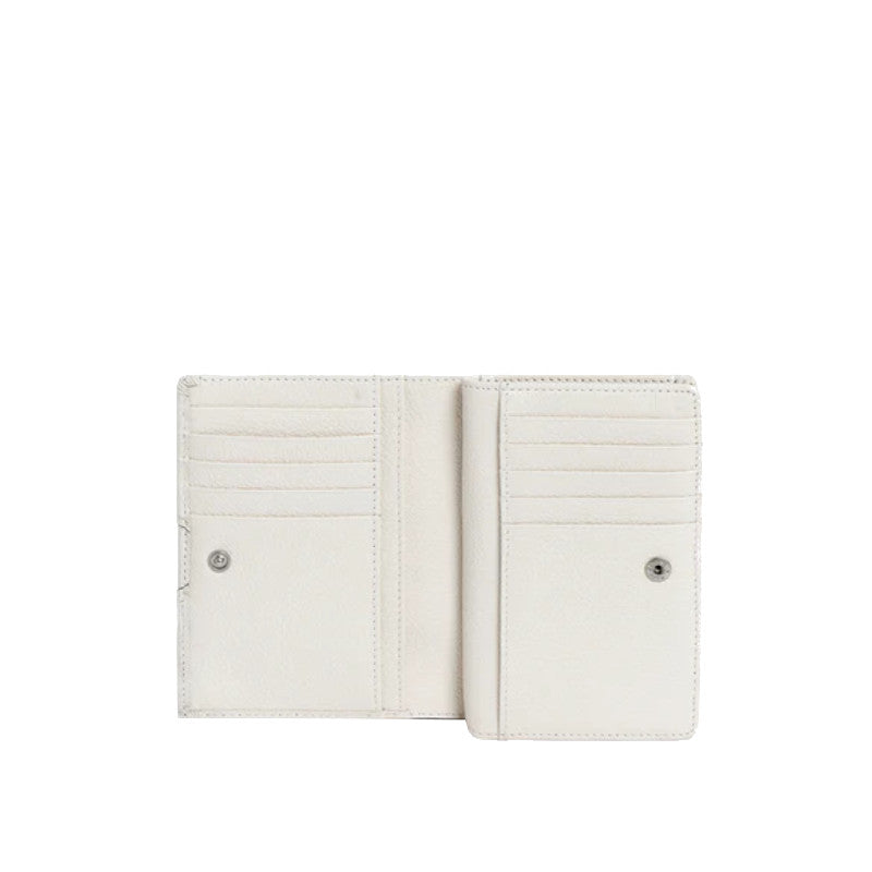 Blanc - LE TANNEUR Portefeuille moyen modèle Ella en cuir grainé