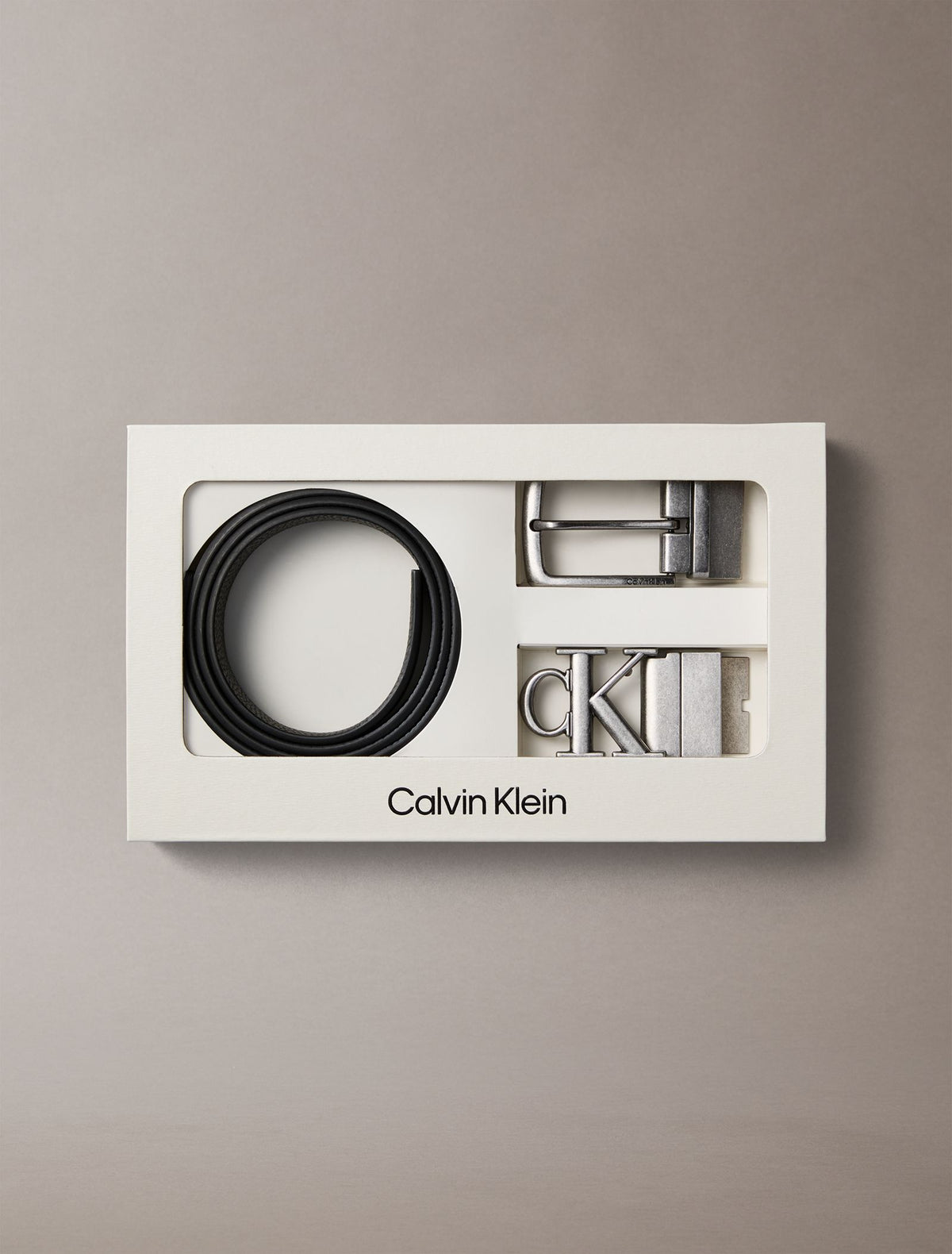 Noir / argent vieilli - CALVIN KLEIN Coffret deux ceintures réversibles 135 cm