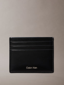 Noir - CALVIN KLEIN Porte-cartes cuir anti-RFID avec logo