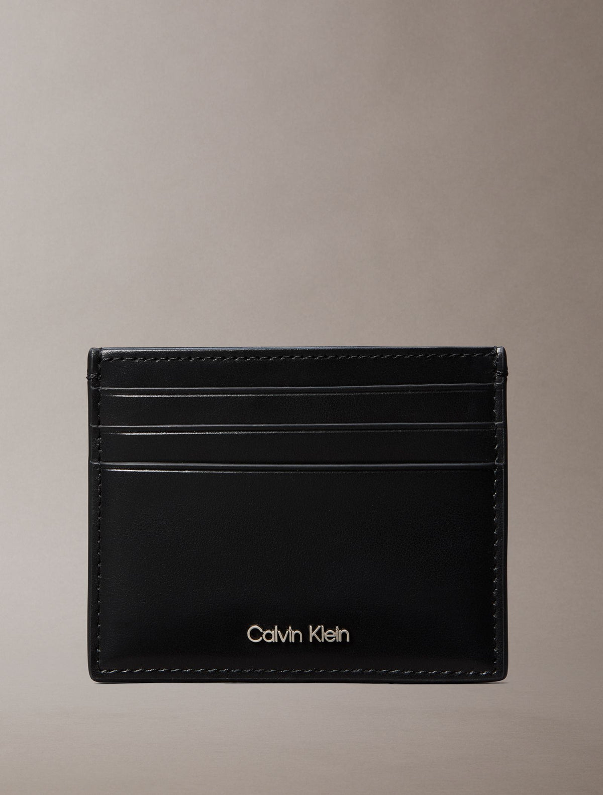 Noir - CALVIN KLEIN Porte-cartes cuir anti-RFID avec logo
