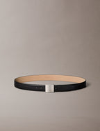Noir / nickel brossé - Calvin Klein Ceinture cuir grainé boucle plaque