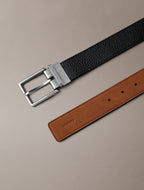 Noir / CK Cognac - Calvin Klein Ceinture réversible texturée