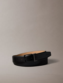 Noir / gunmetal mat - CALVIN KLEIN Ceinture 35 mm boucle carrée cuir lisse