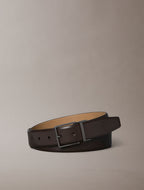 CK Dark Brown / gunmetal mat - CALVIN KLEIN Ceinture 35 mm boucle carrée cuir lisse