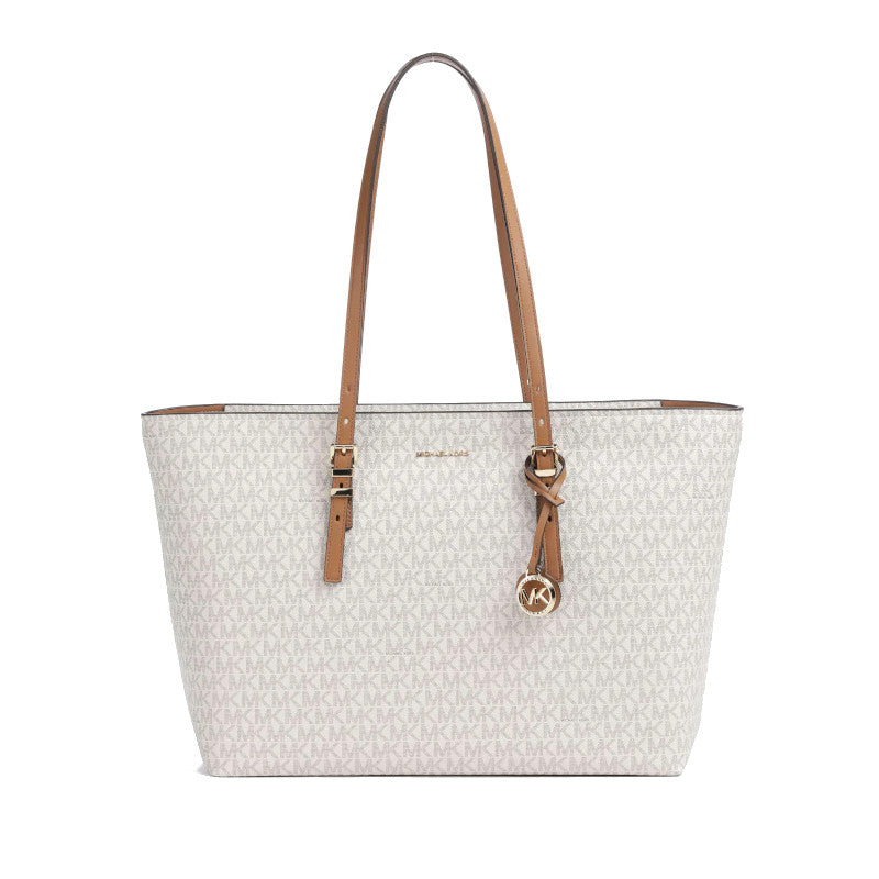 Vanille/Noisette - MICHAEL KORS Grand sac fourre-tout Quinn en cuir à logo Signature