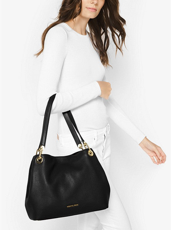 Noir/Argent - MICHAEL KORS Grand sac porté épaule Raven en cuir Camel