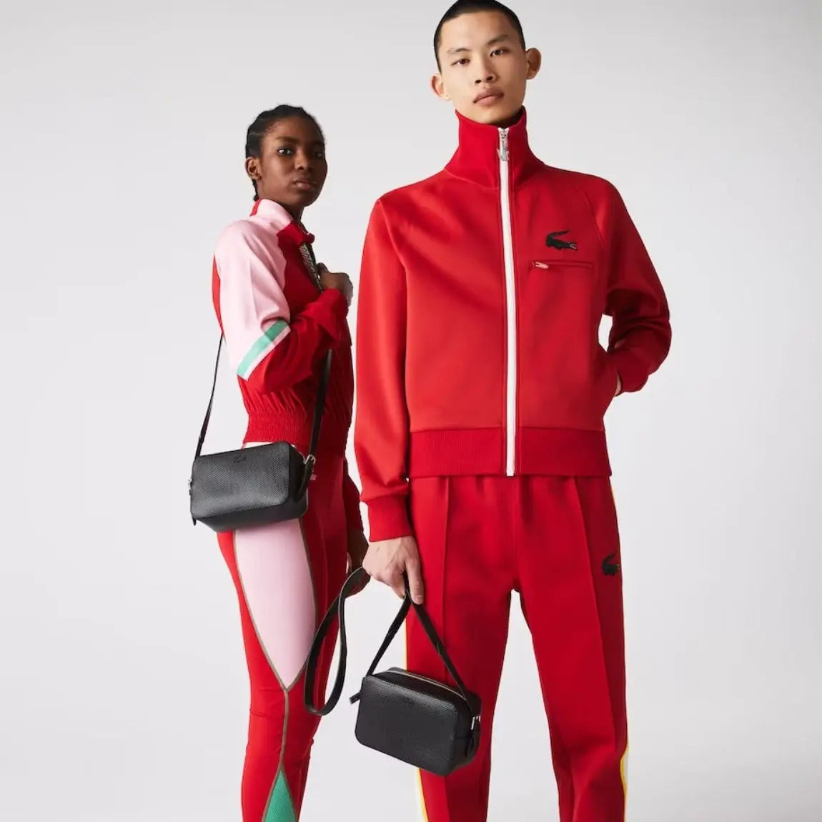 Noir - LACOSTE Petit sac à bandoulière Chantaco zippé en cuir piqué