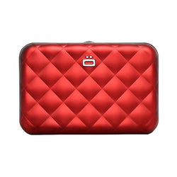 Rouge - Porte-cartes alu matelassé QUILTED BUTTON