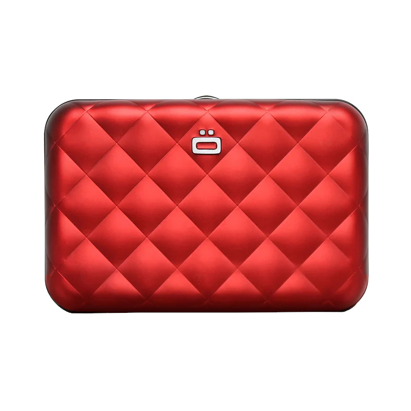 Rouge - Porte-cartes alu matelassé QUILTED BUTTON