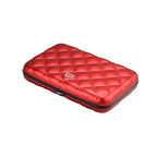 Rouge - ÖGON DESIGNS Porte-cartes alu matelassé QUILTED BUTTON