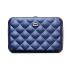 Bleu Marine - Porte-cartes alu matelassé QUILTED BUTTON