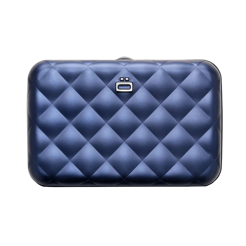 Bleu Marine - Porte-cartes alu matelassé QUILTED BUTTON