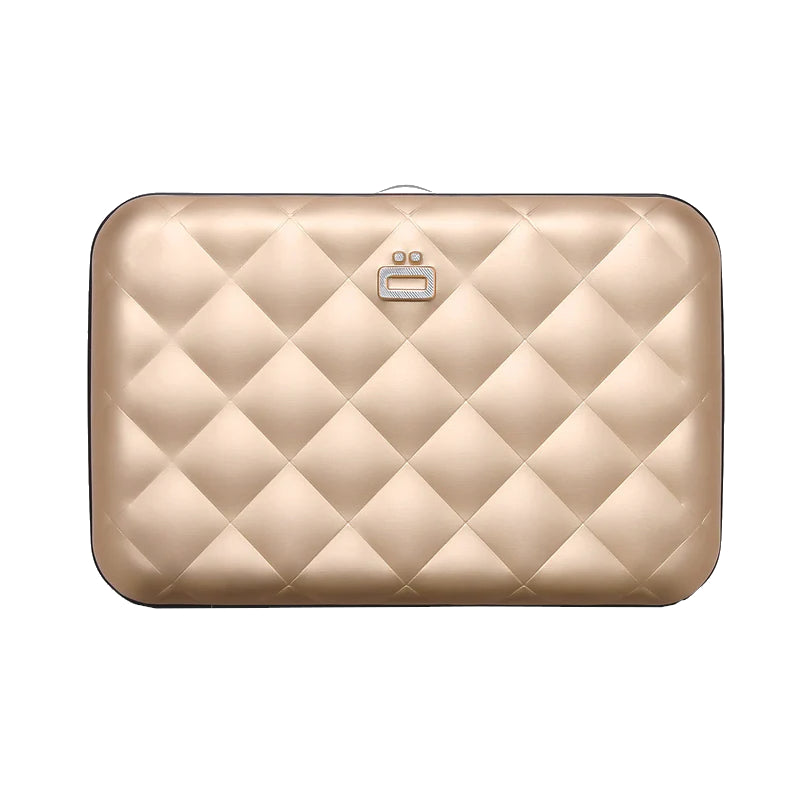 Rose-Gold - Porte-cartes alu matelassé QUILTED BUTTON