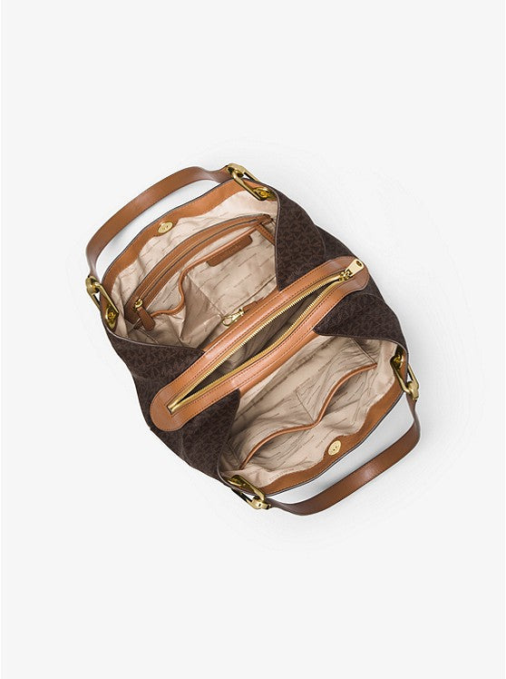 Marron - MICHAEL KORS Grand sac porté épaule Raven en cuir Camel