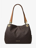 Marron - MICHAEL KORS Grand sac porté épaule Raven en cuir Camel