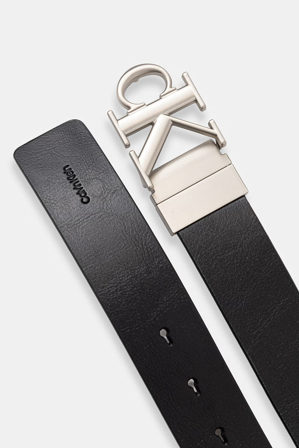Noir / CK Dark Brown - CALVIN KLEIN Ceinture réversible 35 mm cuir grainé boucle CK