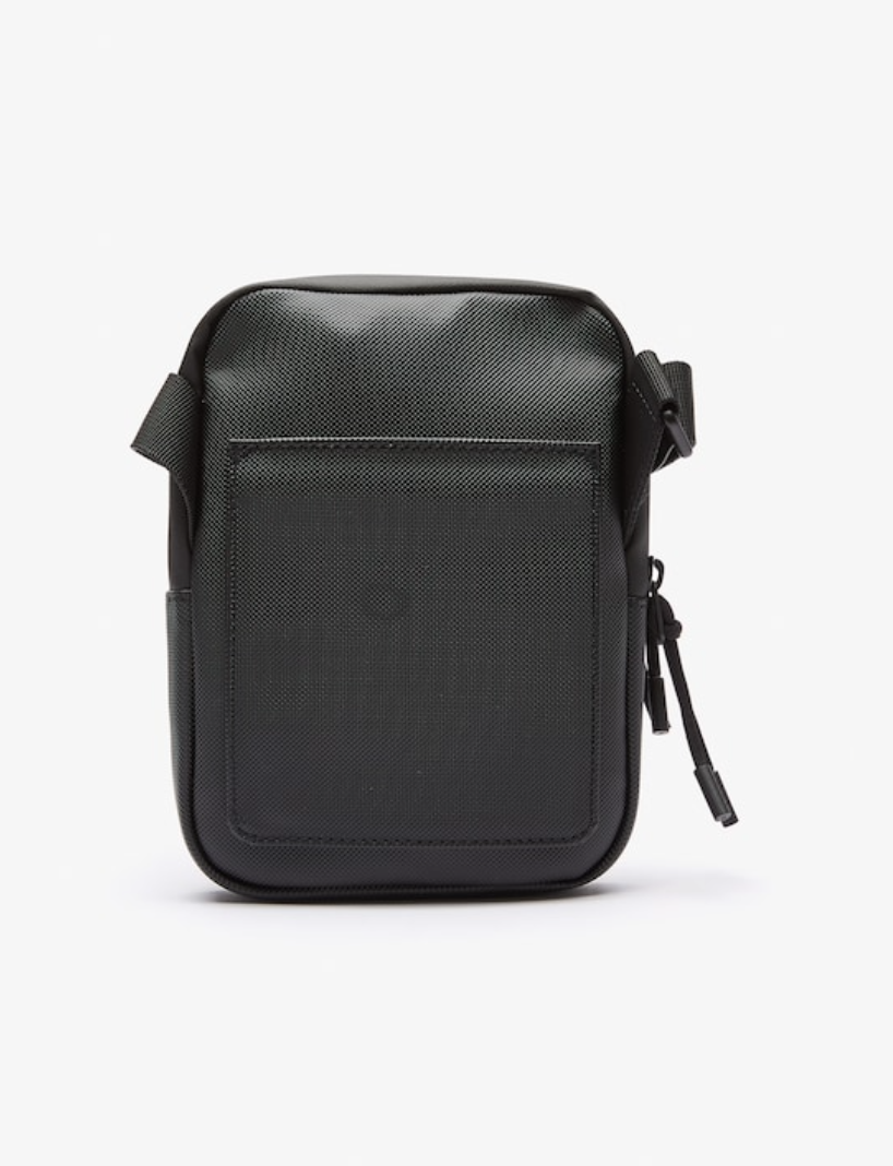 Noir - LACOSTE Petite sacoche plate LCST croisée en toile enduite