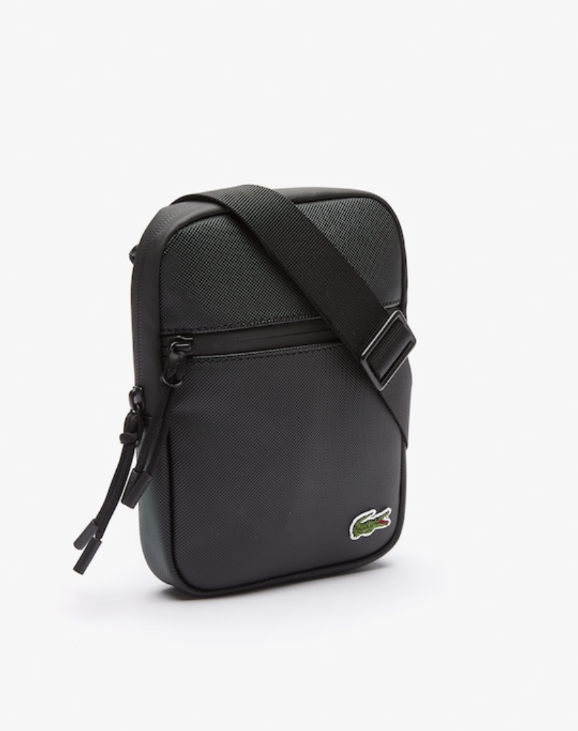 Noir - LACOSTE Petite sacoche plate LCST croisée en toile enduite
