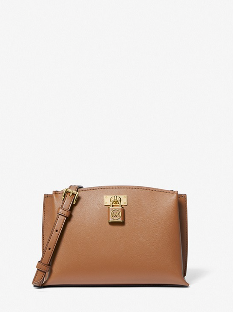 Camel - Besace Ruby de taille moyenne en cuir saffiano noir
