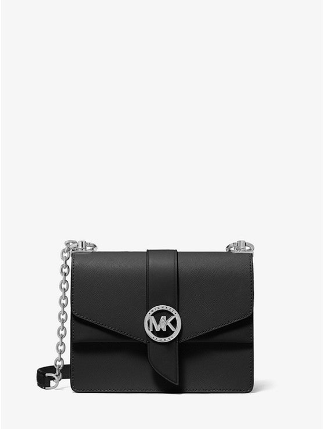 Noir/Argent - MICHAEL KORS Petit sac à bandoulière Greenwich en cuir saffiano à couleurs contrastées avec logo