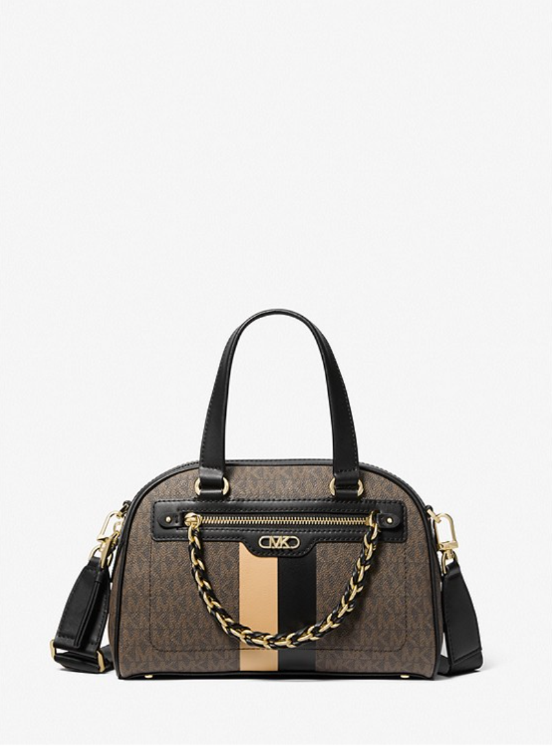 NOIR/CAMEL - Petit sac Williamsburg à logo et rayures