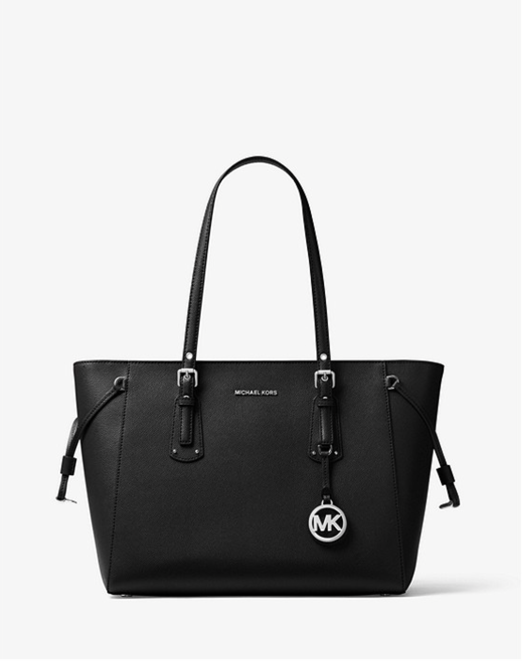 Noir/argent - Sac à main Voyager de taille moyenne en cuir grainé argent