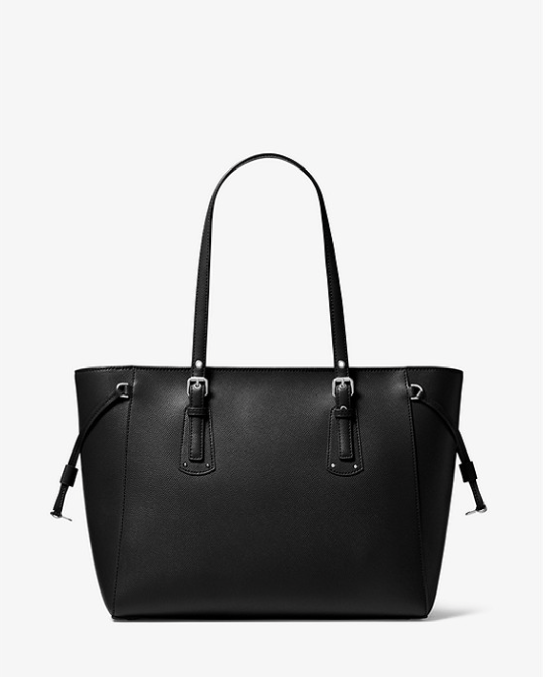 Noir/argent - MICHAEL KORS Sac à main Voyager de taille moyenne en cuir grainé argent