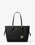 Noir/doré - Sac à main Voyager de taille moyenne en cuir grainé argent