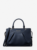 Bleu marine - Sac Enzo de taille moyenne en cuir Bleu marine