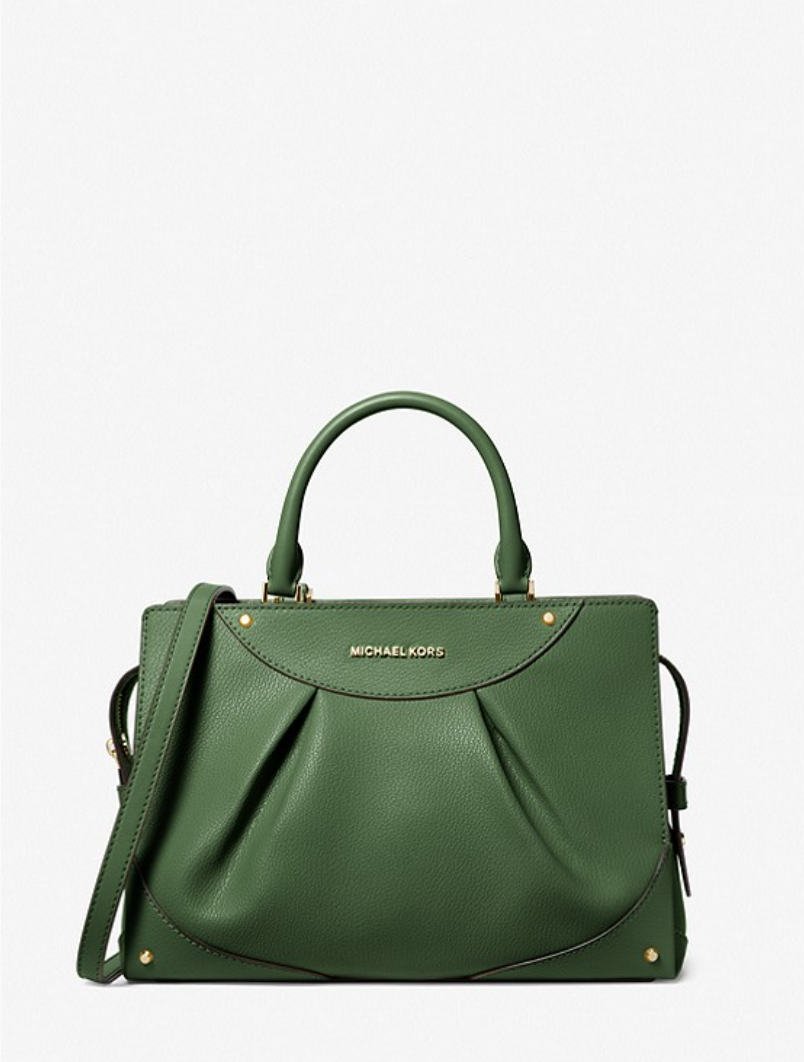 Vert amazone - Sac Enzo de taille moyenne en cuir Bleu marine