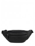Noir - HEXAGONA Sac banane cuir de vachette 33 cm