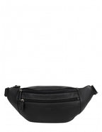 Noir - HEXAGONA Sac banane cuir de vachette 33 cm