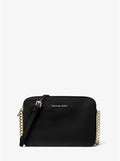 Noir/Doré - Grand sac à bandoulière Jet Set en cuir saffiano Noir/doré