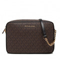 Marron/Noir - Grand sac à bandoulière Jet Set en cuir saffiano logo Marron/Noir